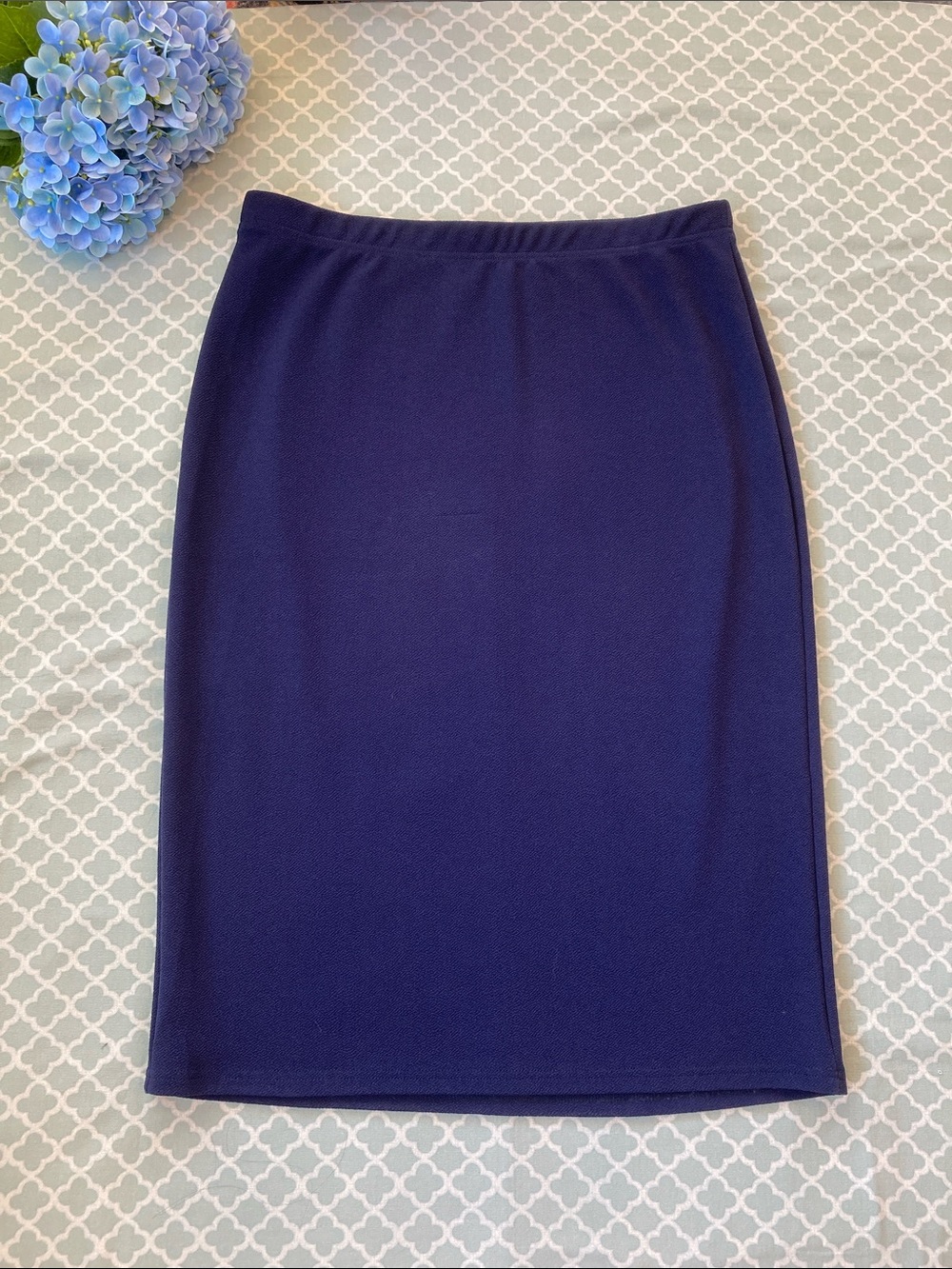 Emery Rose Navy Textured Midi Pencil Skirt XXL